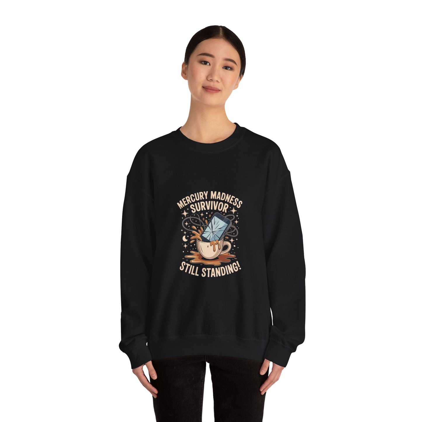 Mercury Madness Survivor Crewneck Sweatshirt, Astrology Gift, Unisex Sweatshirt, Cosmic Theme Apparel, Zodiacs, Humor Clothing