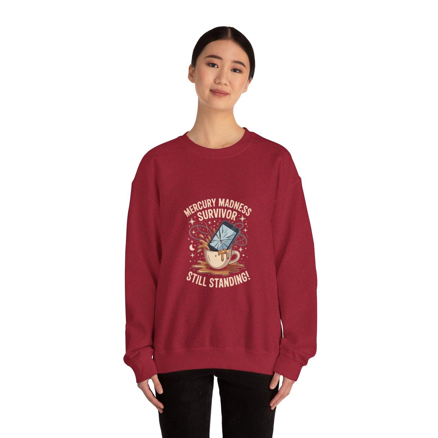 Mercury Madness Survivor Crewneck Sweatshirt, Astrology Gift, Unisex Sweatshirt, Cosmic Theme Apparel, Zodiacs, Humor Clothing