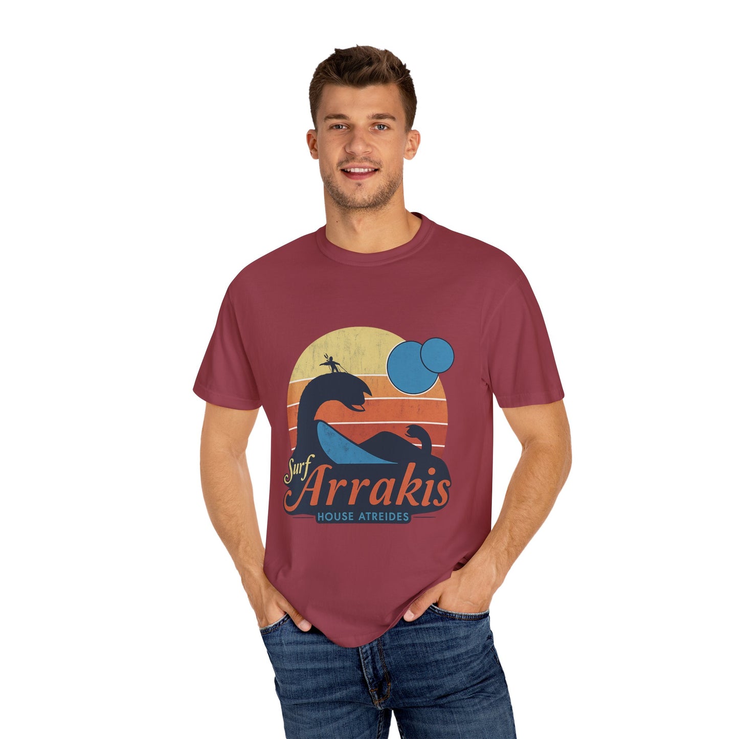 Surf Arrakis Unisex Garment-Dyed T-Shirt, Beach Tee, Summer Shirt, Gift for Surfers, Retro Style T-Shirt