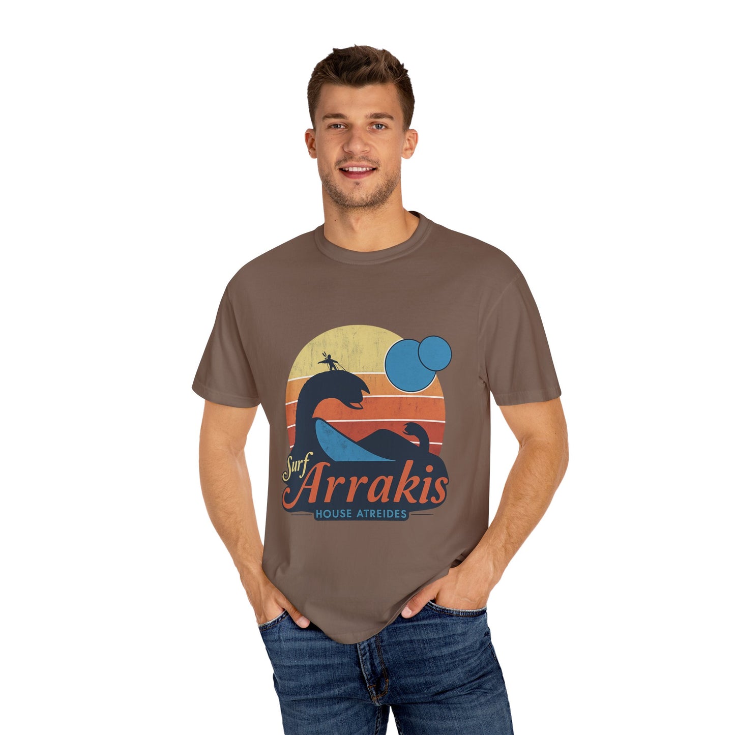 Surf Arrakis Unisex Garment-Dyed T-Shirt, Beach Tee, Summer Shirt, Gift for Surfers, Retro Style T-Shirt