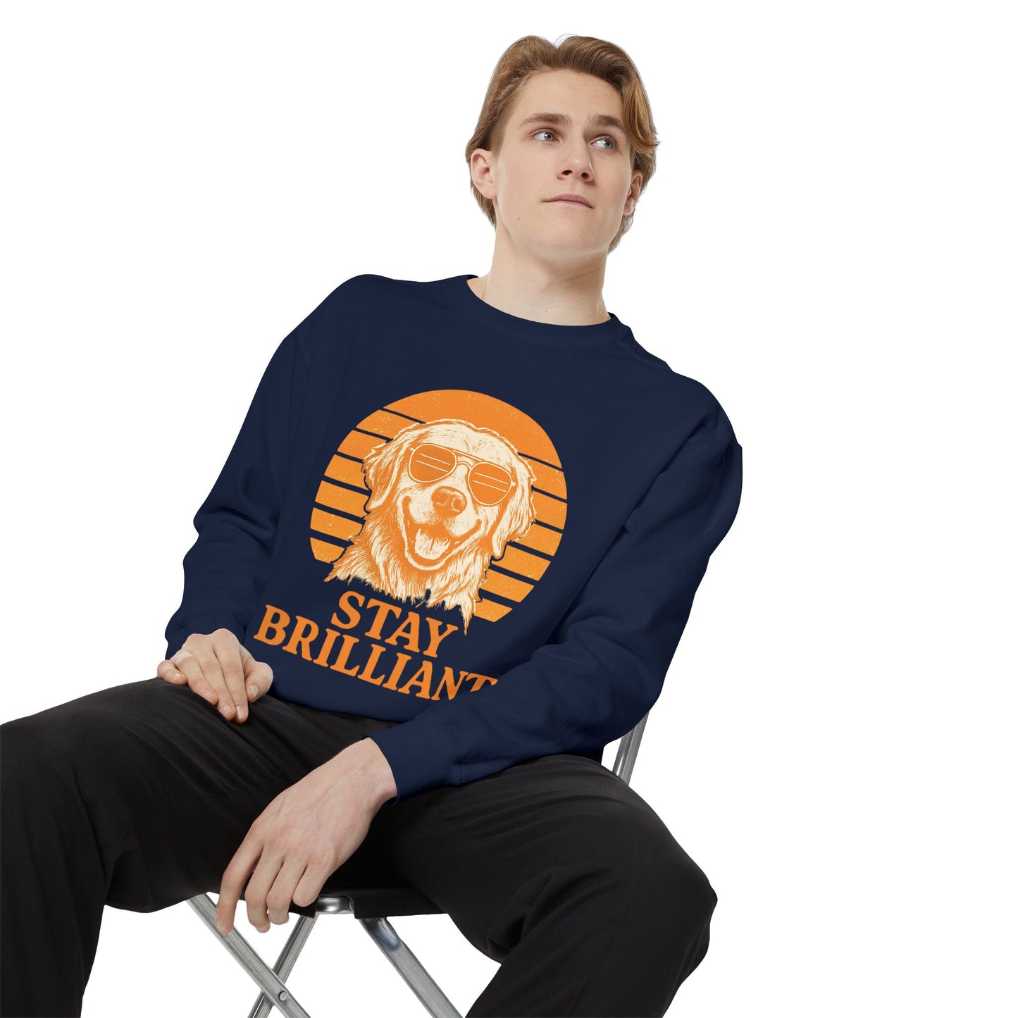 Stay Brilliant Dog Sweatshirt – Cozy Unisex Pullover for Pet Lovers, Cute Everyday Apparel & Gift for Dog Owners