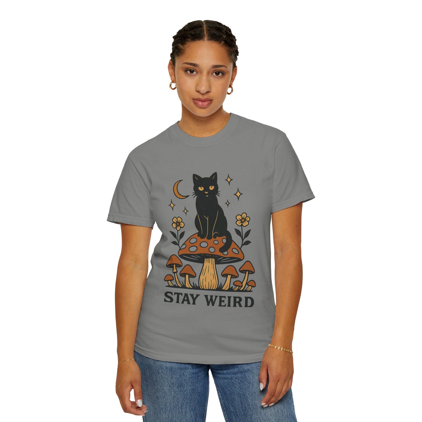 Stay Weird Cat T-Shirt | Unisex Vintage Graphic Tee | Boho Aesthetic Apparel | Unique Cat Lover Gift