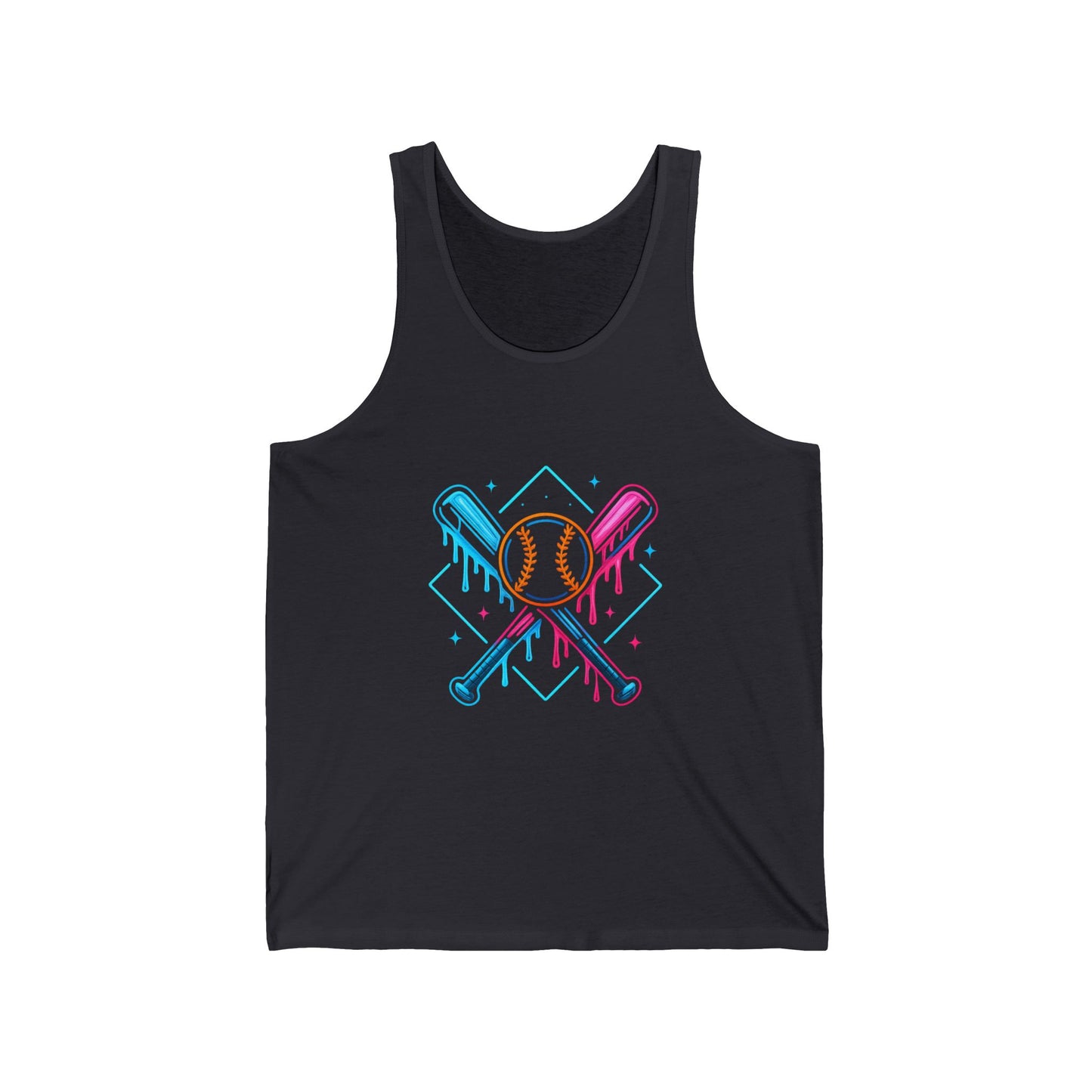 Colorful Baseball Crossed Bats Tank Top – Vibrant Sports Graphic Sleeveless Shirt for Men & Women