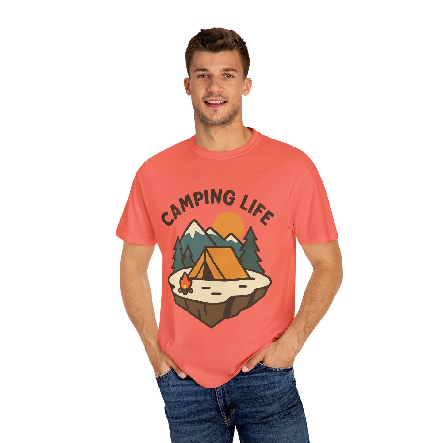 Camping Life Unisex Garment-Dyed T-shirt, Outdoor Tee, Nature Lovers Shirt, Adventure Apparel, Gift for Campers, Summer Fun Top