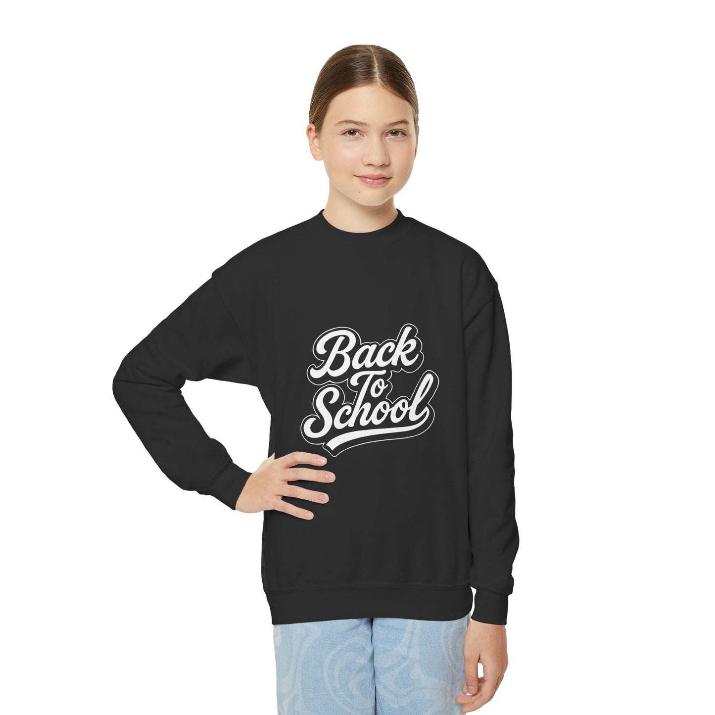 Youth Back to School Crewneck Sweatshirt – Cozy Fall Student Pullover, Fun Kids Fashion, Perfect for School Events & Birthday Gifts