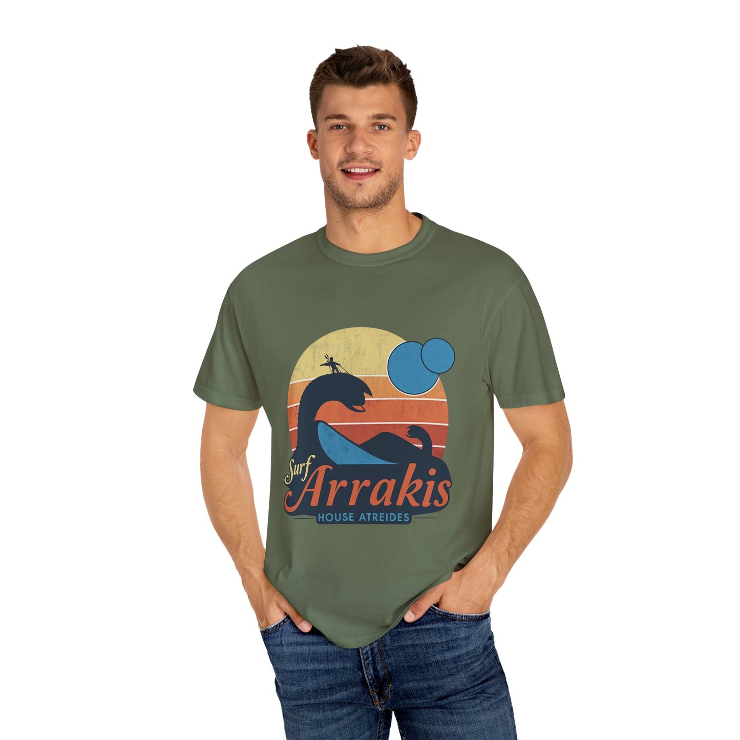 Surf Arrakis Unisex Garment-Dyed T-Shirt, Beach Tee, Summer Shirt, Gift for Surfers, Retro Style T-Shirt