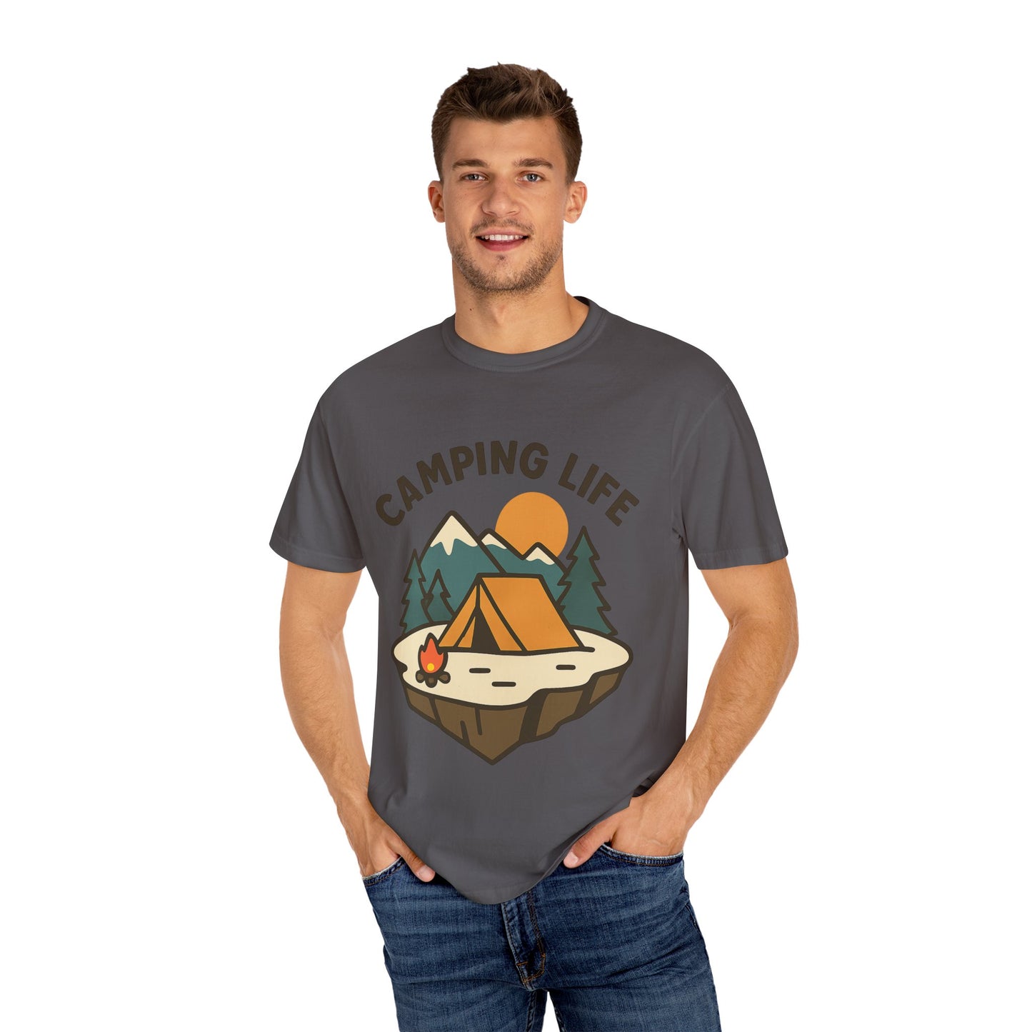 Camping Life Unisex Garment-Dyed T-shirt, Outdoor Tee, Nature Lovers Shirt, Adventure Apparel, Gift for Campers, Summer Fun Top