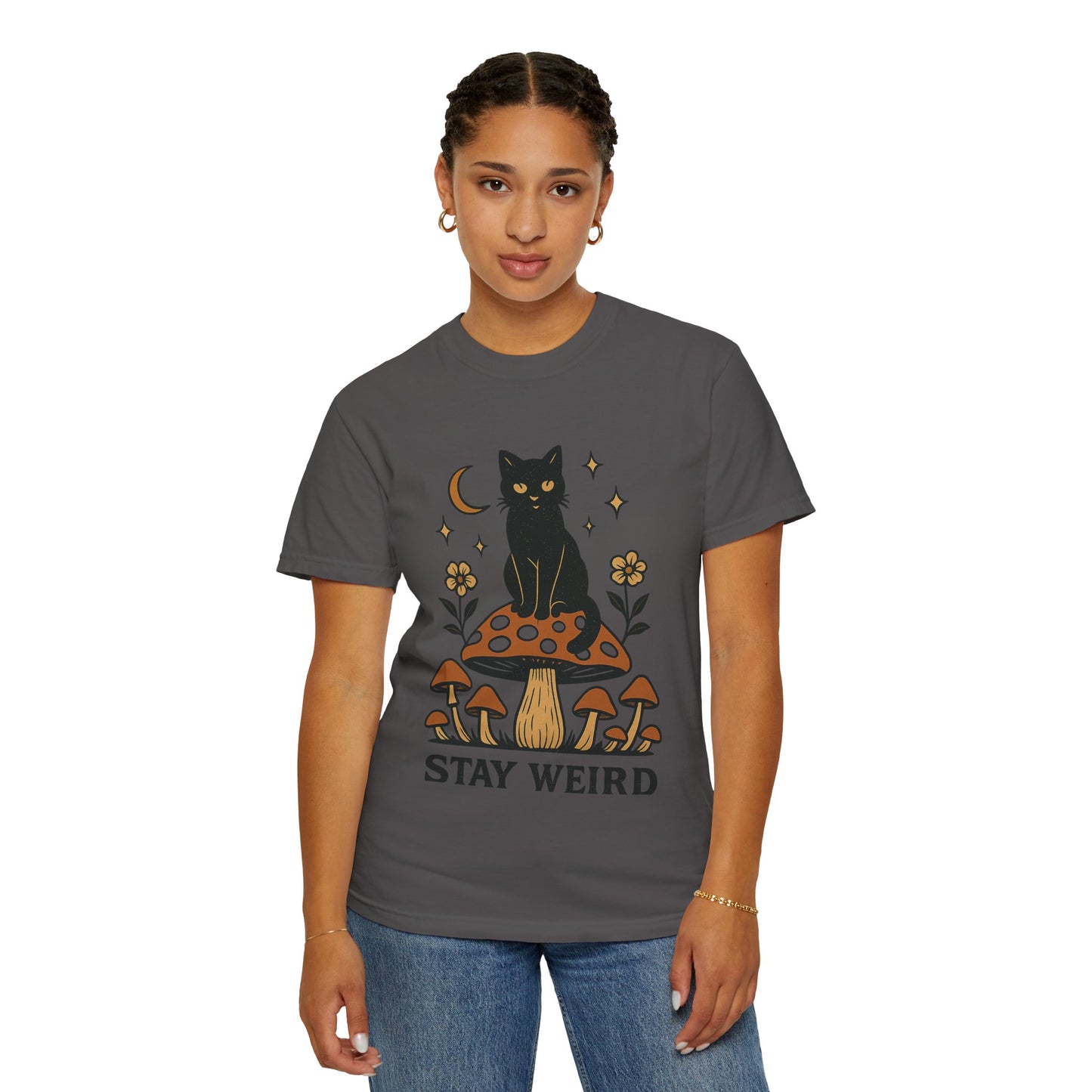 Stay Weird Cat T-Shirt | Unisex Vintage Graphic Tee | Boho Aesthetic Apparel | Unique Cat Lover Gift