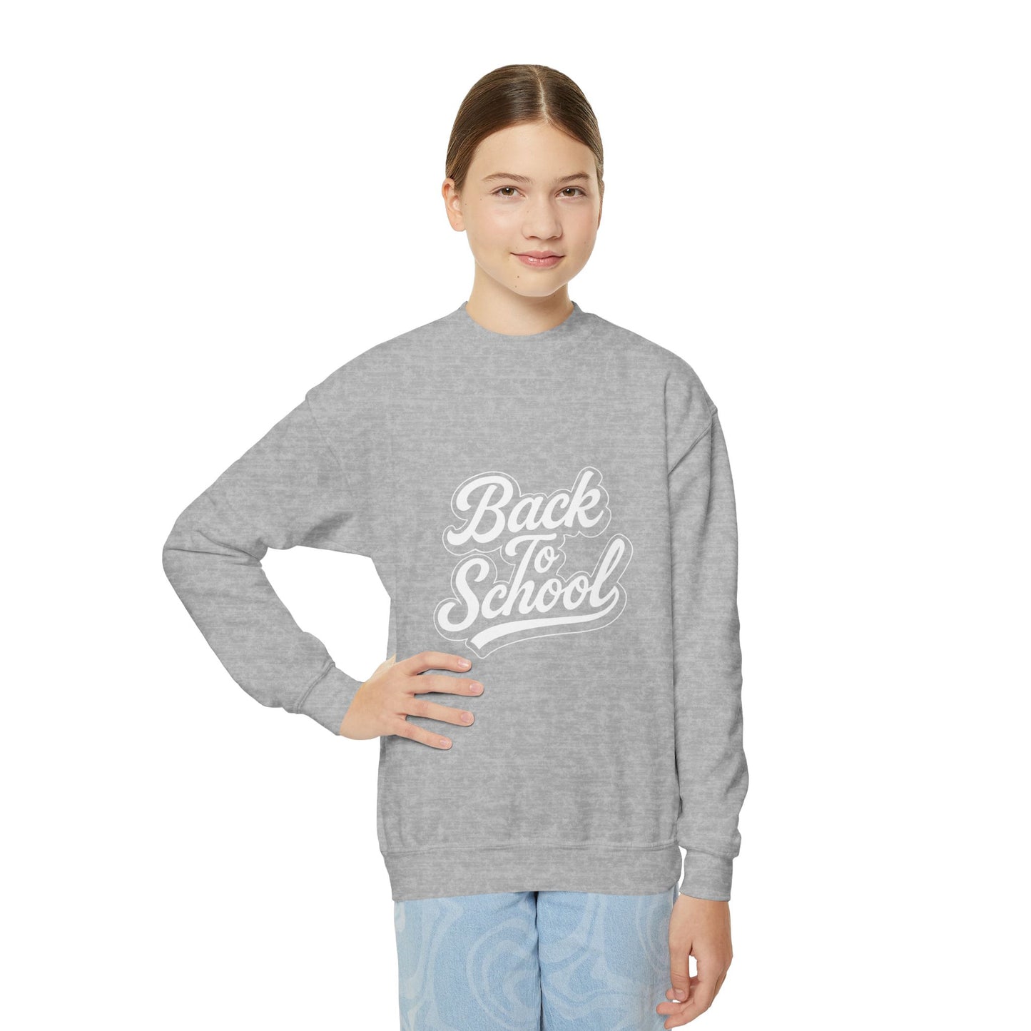 Youth Back to School Crewneck Sweatshirt – Cozy Fall Student Pullover, Fun Kids Fashion, Perfect for School Events & Birthday Gifts