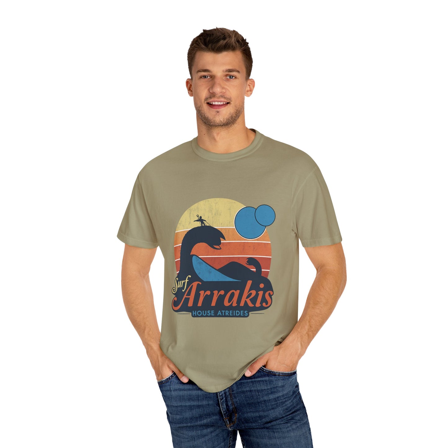 Surf Arrakis Unisex Garment-Dyed T-Shirt, Beach Tee, Summer Shirt, Gift for Surfers, Retro Style T-Shirt