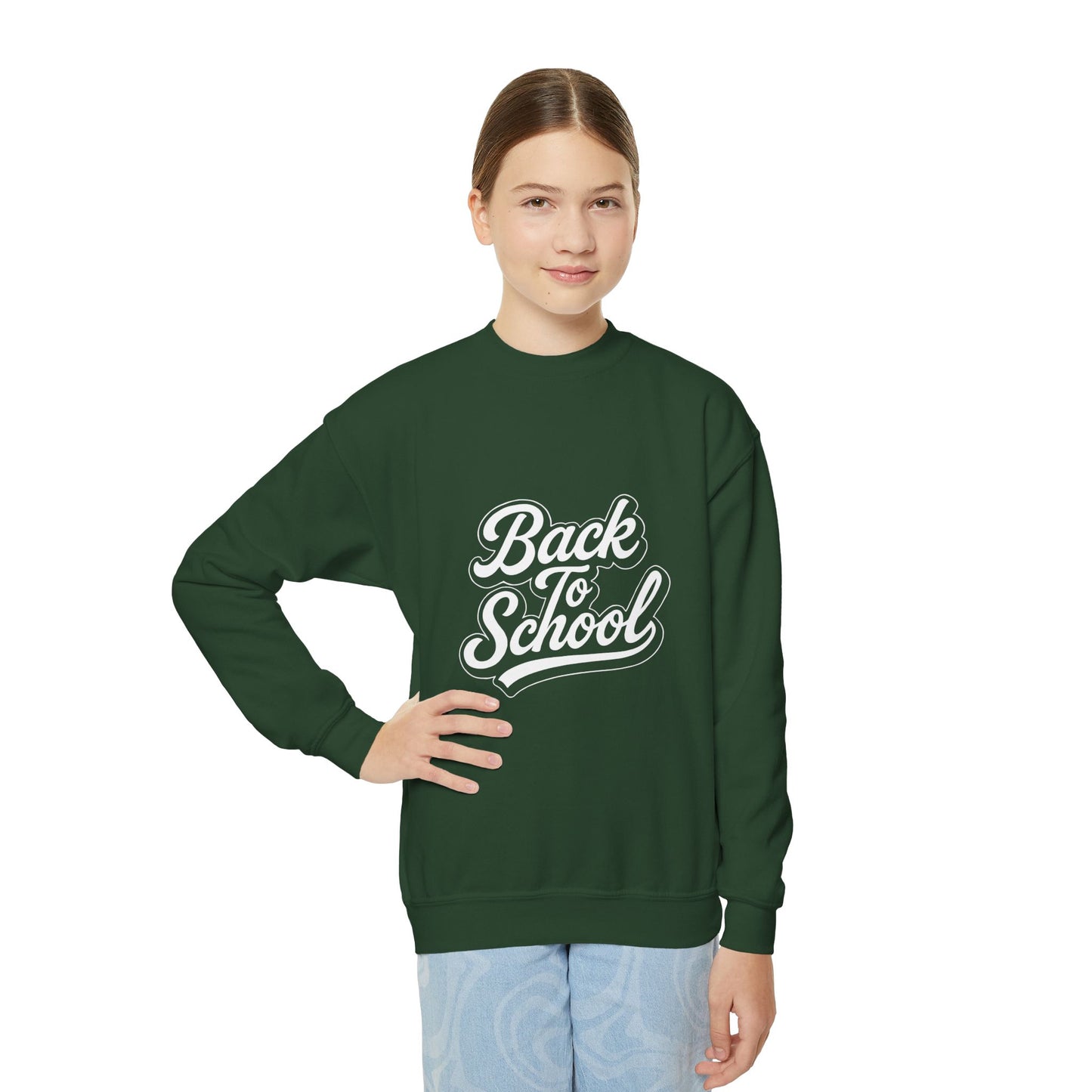 Youth Back to School Crewneck Sweatshirt – Cozy Fall Student Pullover, Fun Kids Fashion, Perfect for School Events & Birthday Gifts