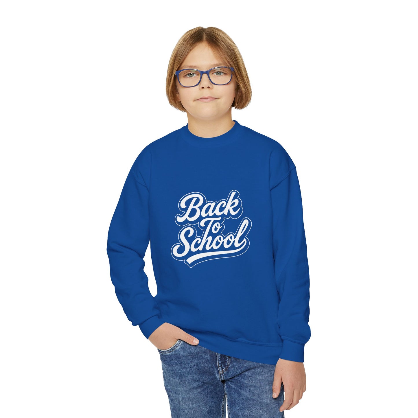 Youth Back to School Crewneck Sweatshirt – Cozy Fall Student Pullover, Fun Kids Fashion, Perfect for School Events & Birthday Gifts