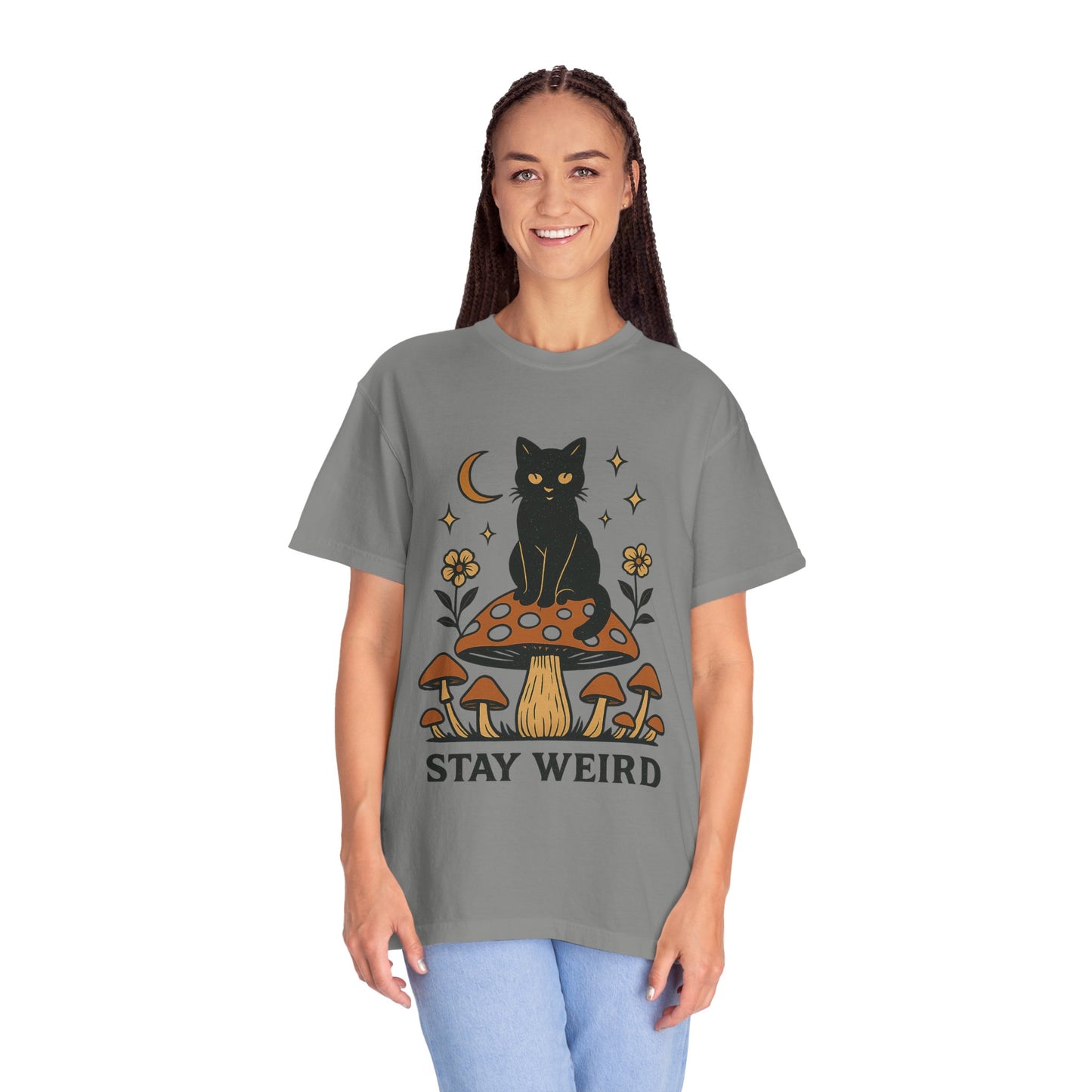 Stay Weird Cat T-Shirt | Unisex Vintage Graphic Tee | Boho Aesthetic Apparel | Unique Cat Lover Gift