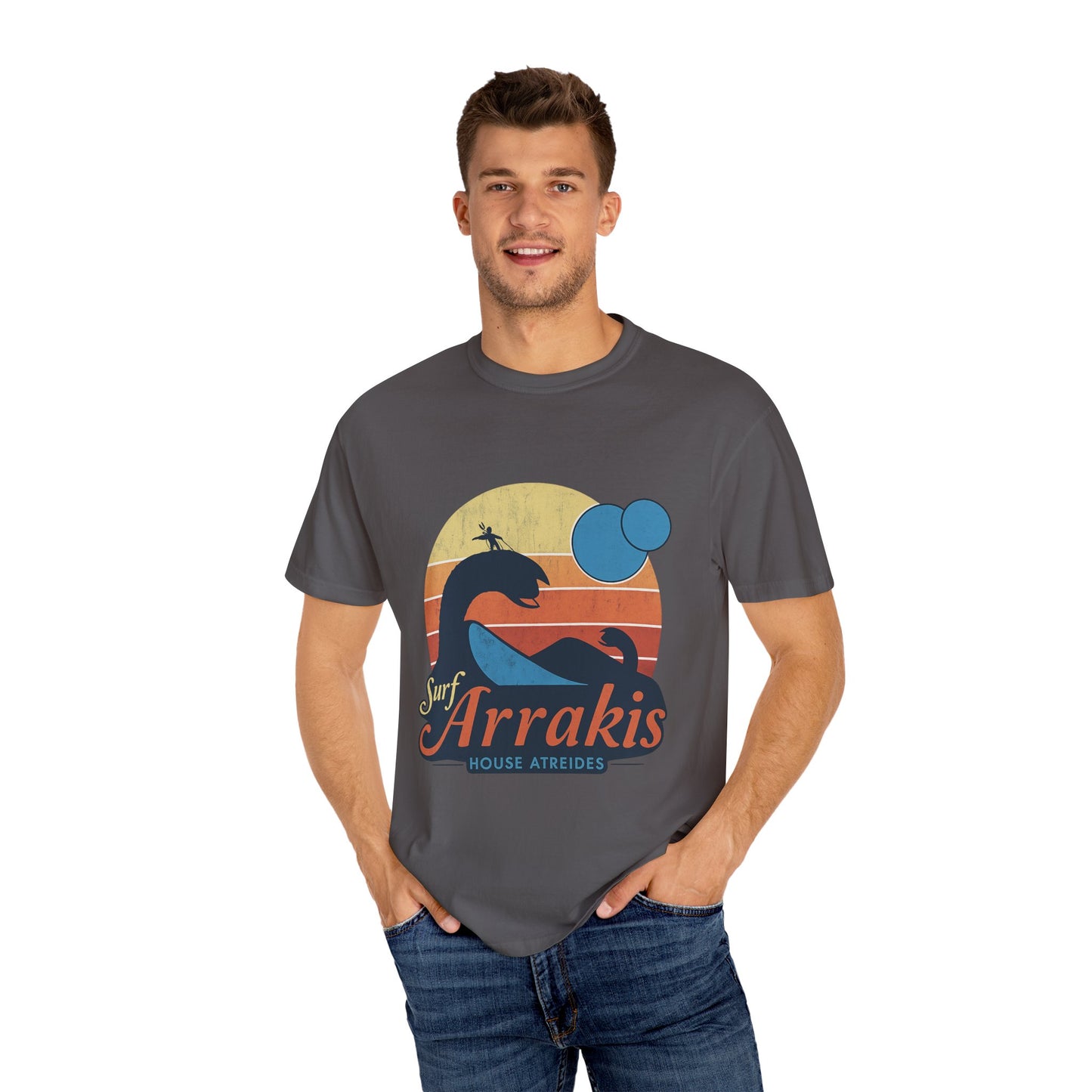 Surf Arrakis Unisex Garment-Dyed T-Shirt, Beach Tee, Summer Shirt, Gift for Surfers, Retro Style T-Shirt