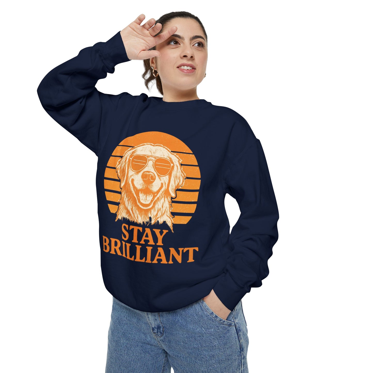 Stay Brilliant Dog Sweatshirt – Cozy Unisex Pullover for Pet Lovers, Cute Everyday Apparel & Gift for Dog Owners