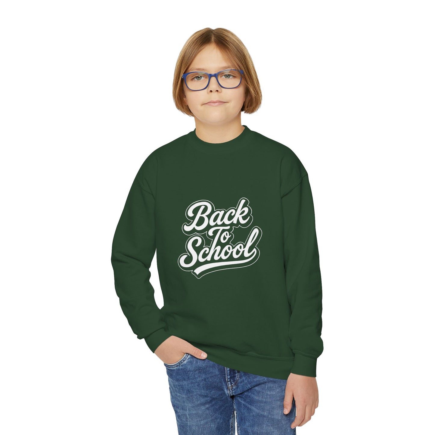 Youth Back to School Crewneck Sweatshirt – Cozy Fall Student Pullover, Fun Kids Fashion, Perfect for School Events & Birthday Gifts