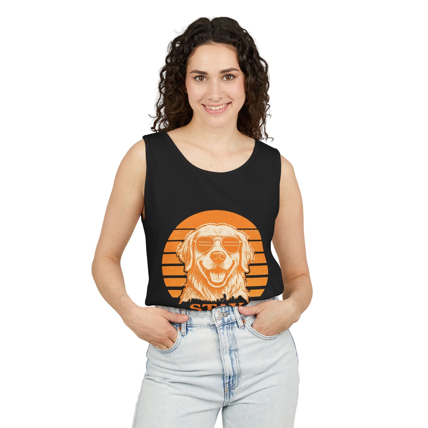 Stay Brilliant Dog Tank Top – Unisex Summer Apparel, Vintage-Style Beachwear & Gift for Pet Lovers