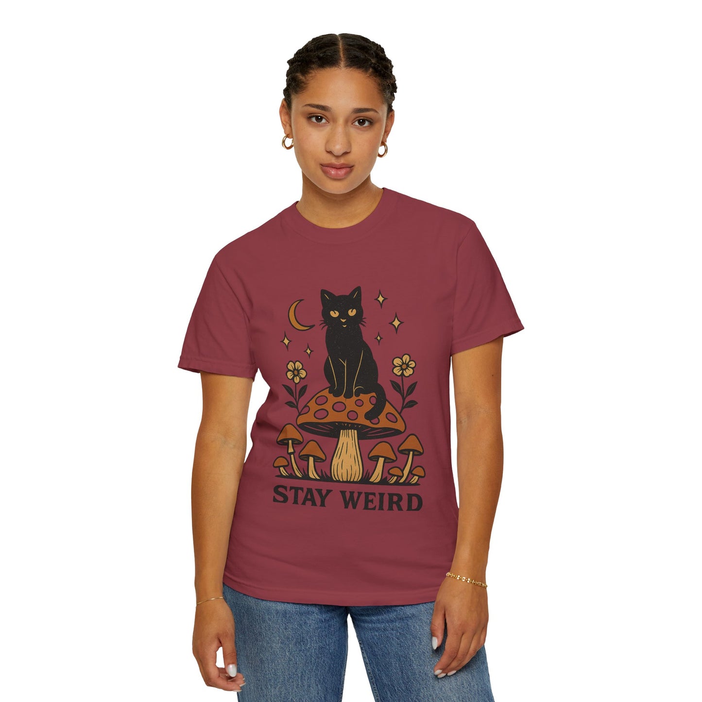 Stay Weird Cat T-Shirt | Unisex Vintage Graphic Tee | Boho Aesthetic Apparel | Unique Cat Lover Gift