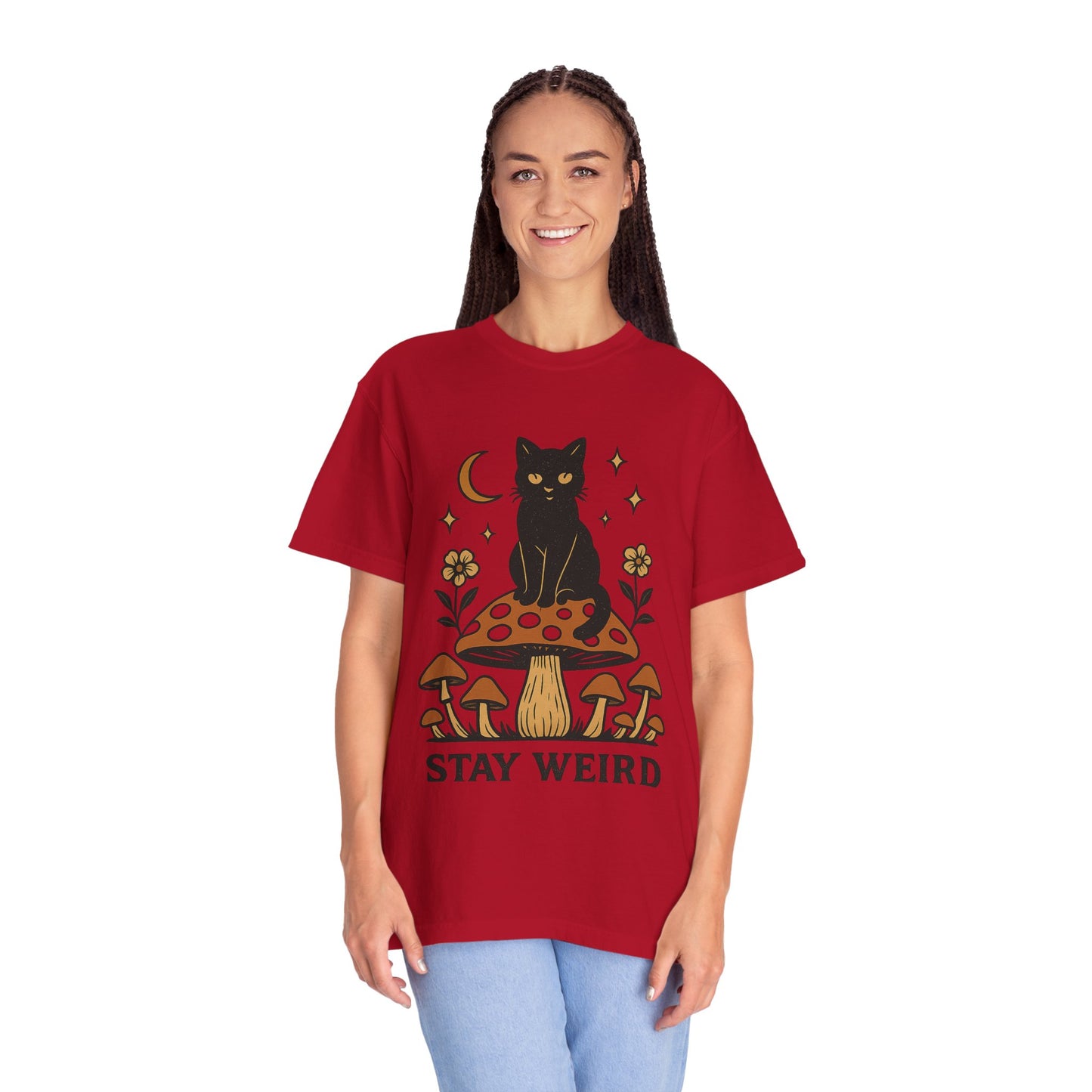 Stay Weird Cat T-Shirt | Unisex Vintage Graphic Tee | Boho Aesthetic Apparel | Unique Cat Lover Gift