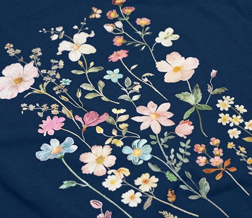 Classy Mood Vintage Wildflower T-Shirt for Women - Boho Tops Floral Graphic Tee