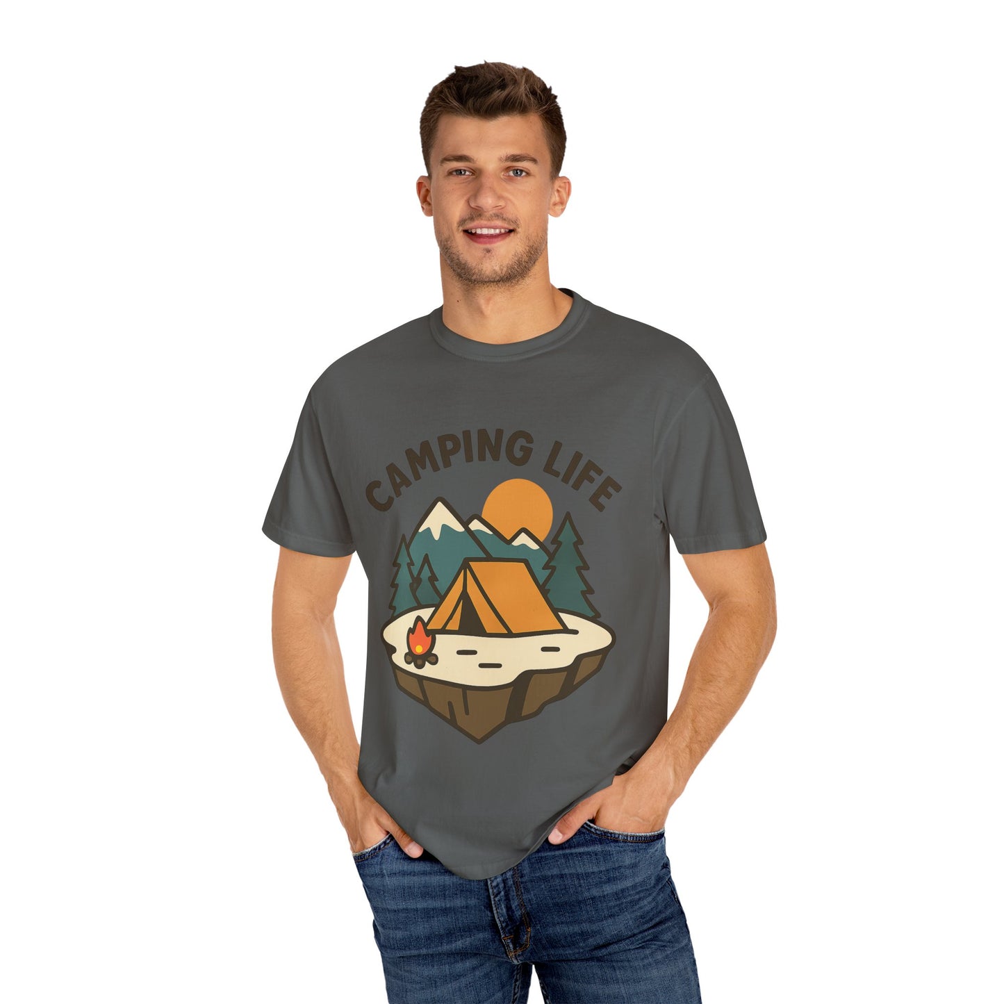 Camping Life Unisex Garment-Dyed T-shirt, Outdoor Tee, Nature Lovers Shirt, Adventure Apparel, Gift for Campers, Summer Fun Top