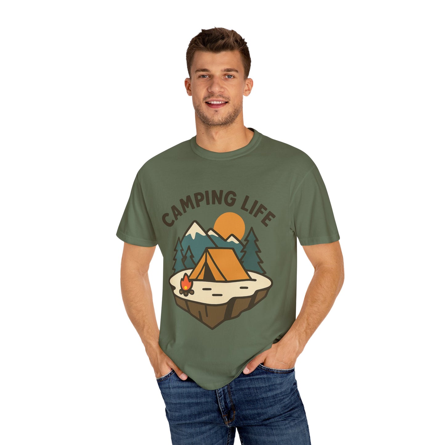 Camping Life Unisex Garment-Dyed T-shirt, Outdoor Tee, Nature Lovers Shirt, Adventure Apparel, Gift for Campers, Summer Fun Top