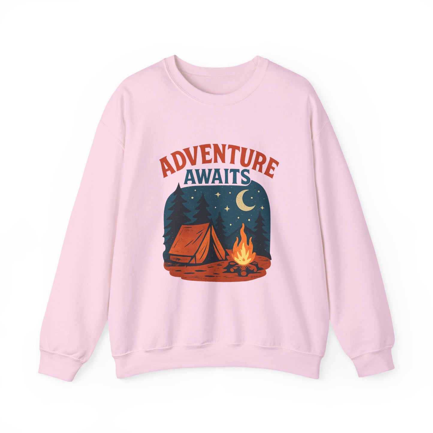 Adventure Awaits Sweatshirt, Cozy Camping Gear, Unisex Crewneck Pullover, Outdoor Adventure Apparel, Gift for Travelers