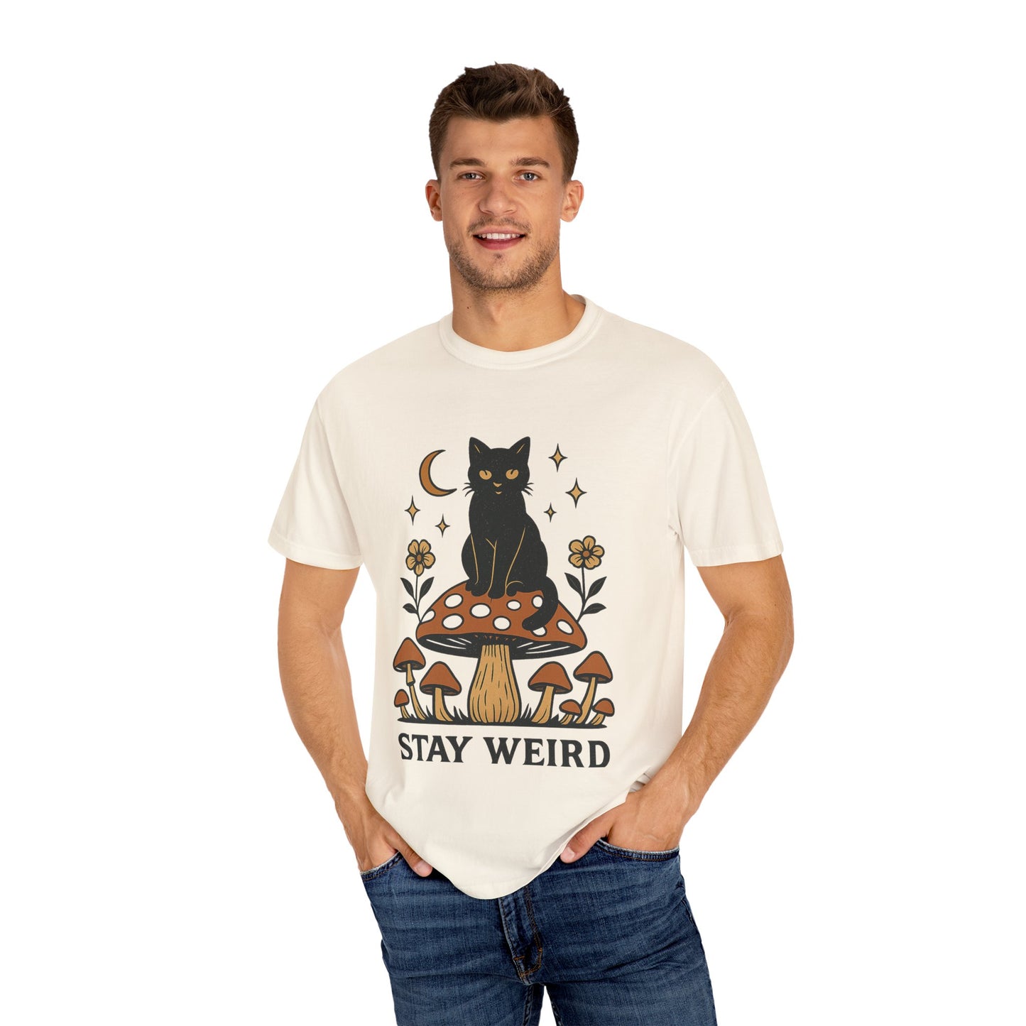 Stay Weird Cat T-Shirt | Unisex Vintage Graphic Tee | Boho Aesthetic Apparel | Unique Cat Lover Gift