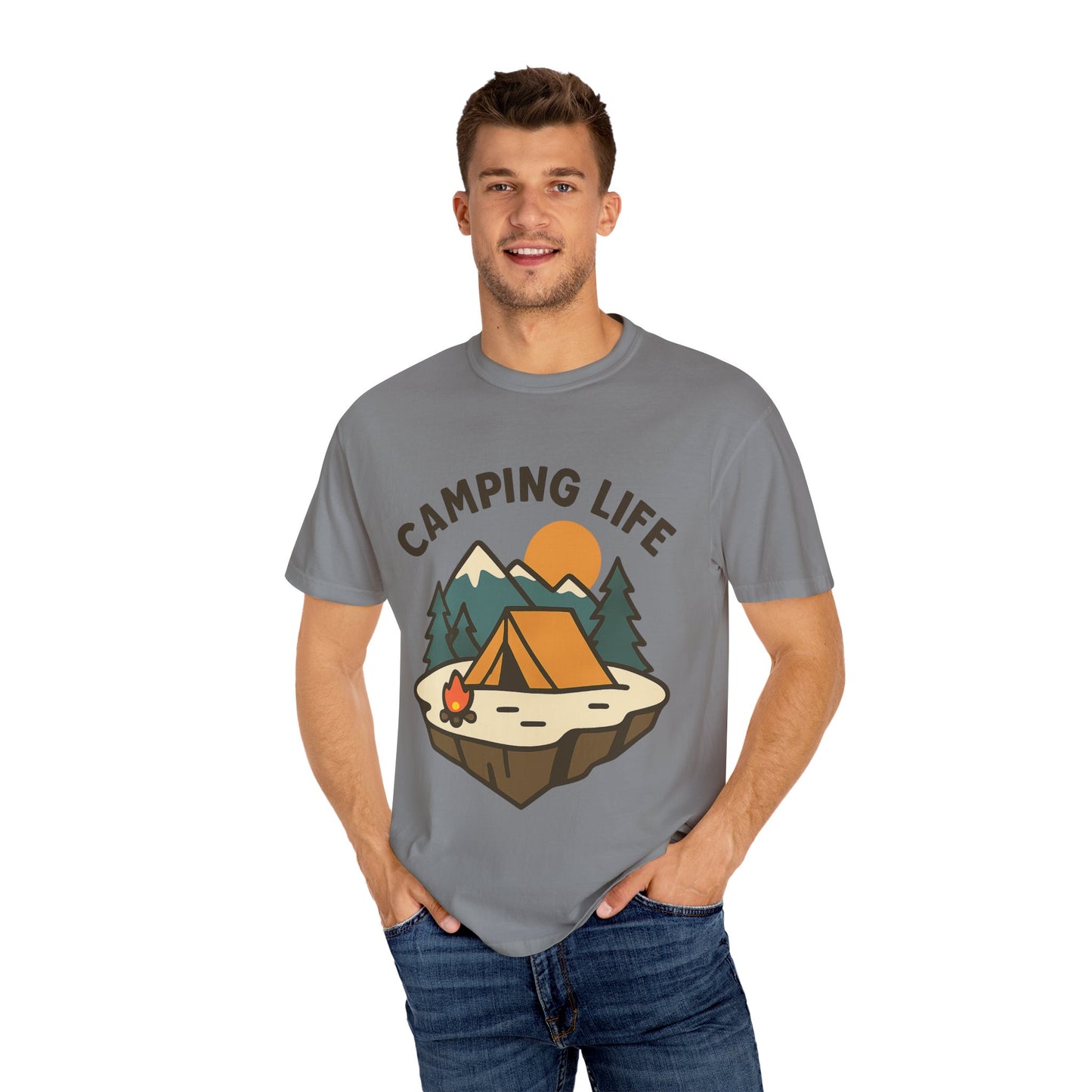 Camping Life Unisex Garment-Dyed T-shirt, Outdoor Tee, Nature Lovers Shirt, Adventure Apparel, Gift for Campers, Summer Fun Top