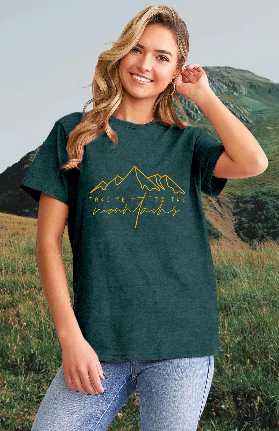 LBP Hiking Shirt for Women Nature Mountain T-Shirt Adventure Camping Tees Wild Outdoor Hike Tops Green