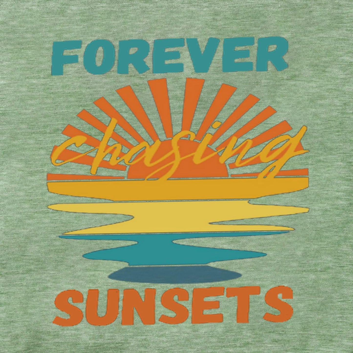 Funny Positive Vibe Inspirational Sayings Summer Casual Forever Chasing Sunrise Sunshine Sunset Chaser Cute Sun Coconut Trees Graphic Short Sleeve tee Shirts for Women-M (Light Green)