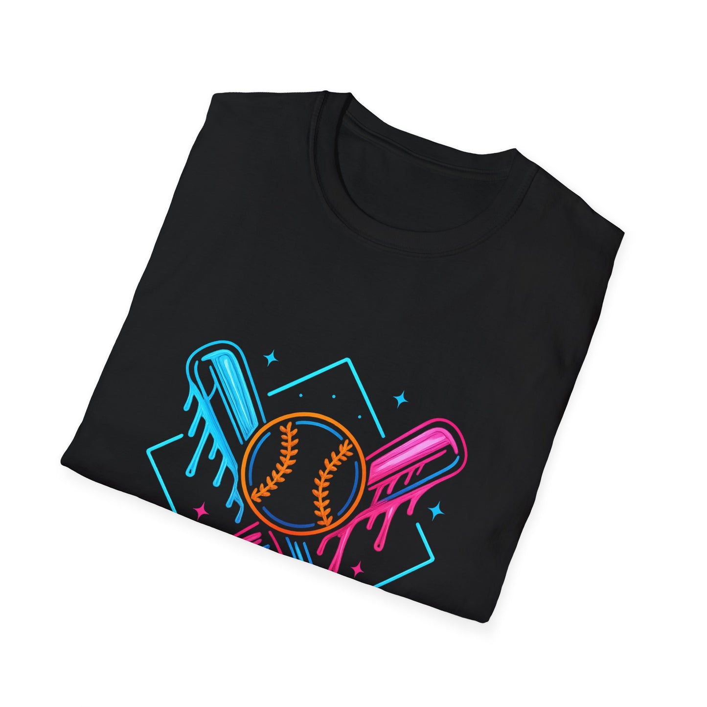 Colorful Baseball T-Shirt – Softstyle Unisex Tee, Vibrant Sports Apparel & Gift for Athletes, Summer Activewear