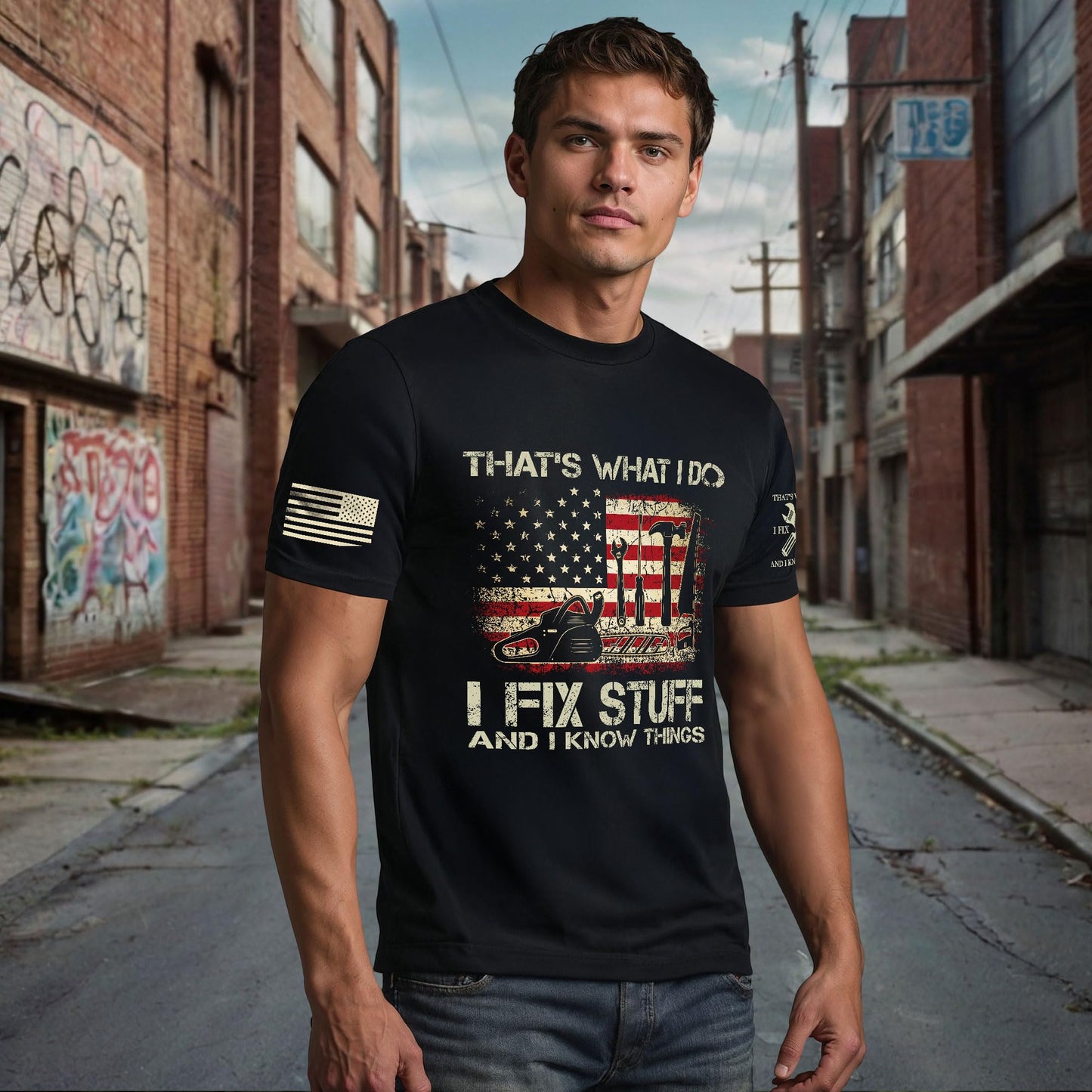 I Fix Stuff and Know Things Tshirt for Men, Men Stuff, That's What I Do I Fix Stuff and I Know Things (Black-L)
