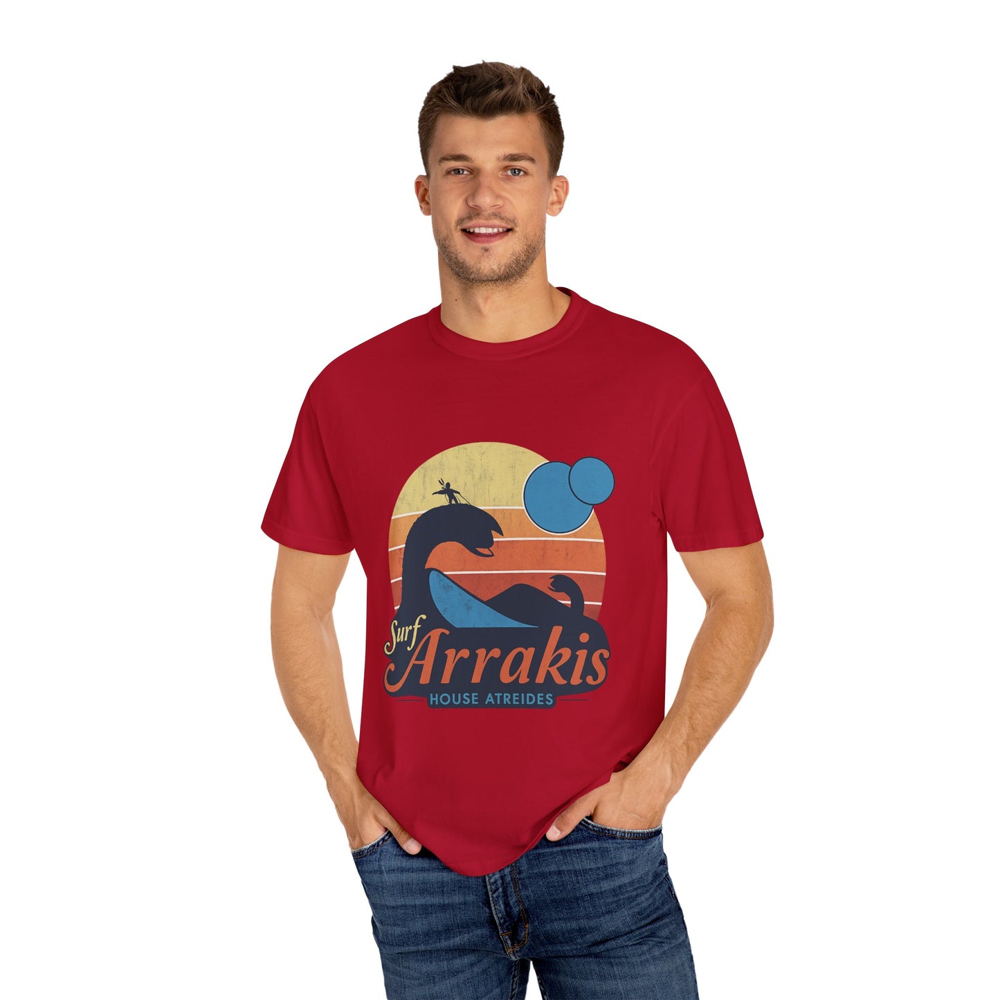 Surf Arrakis Unisex Garment-Dyed T-Shirt, Beach Tee, Summer Shirt, Gift for Surfers, Retro Style T-Shirt