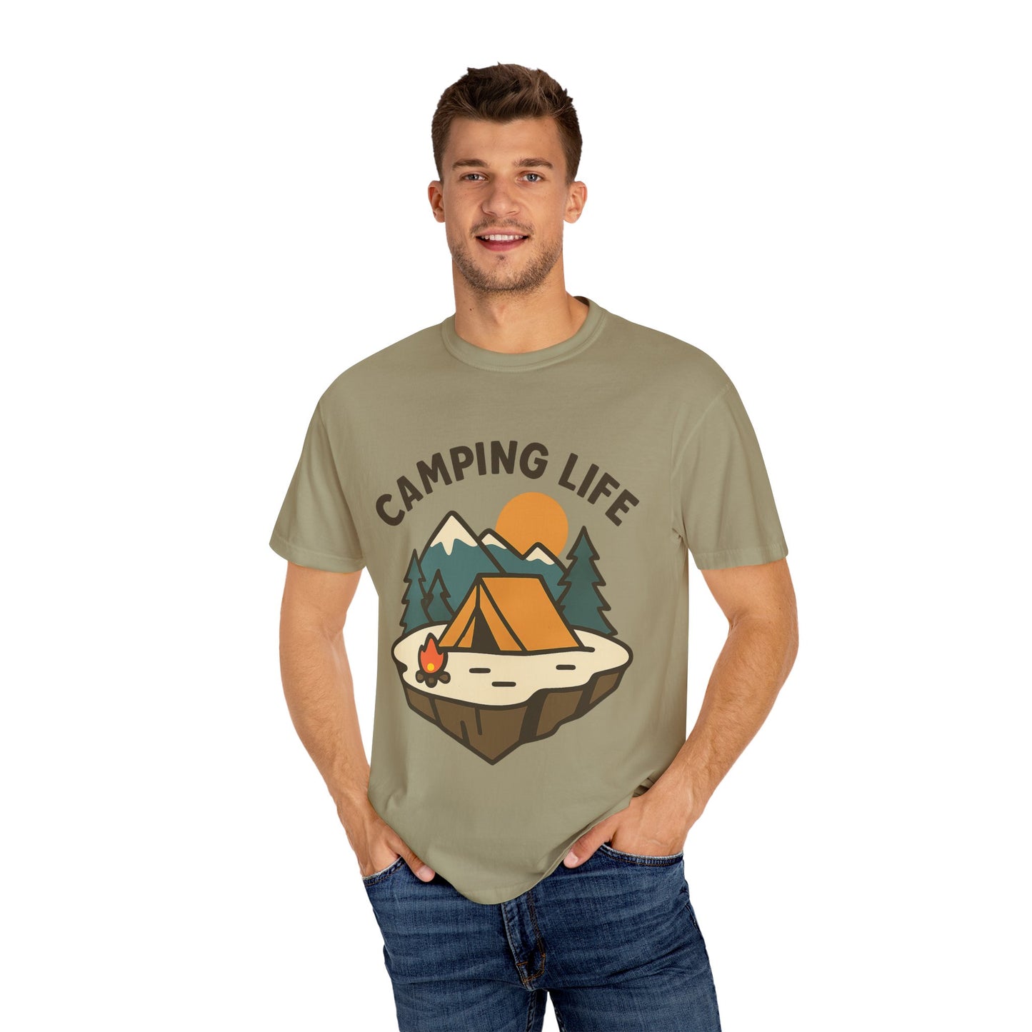 Camping Life Unisex Garment-Dyed T-shirt, Outdoor Tee, Nature Lovers Shirt, Adventure Apparel, Gift for Campers, Summer Fun Top