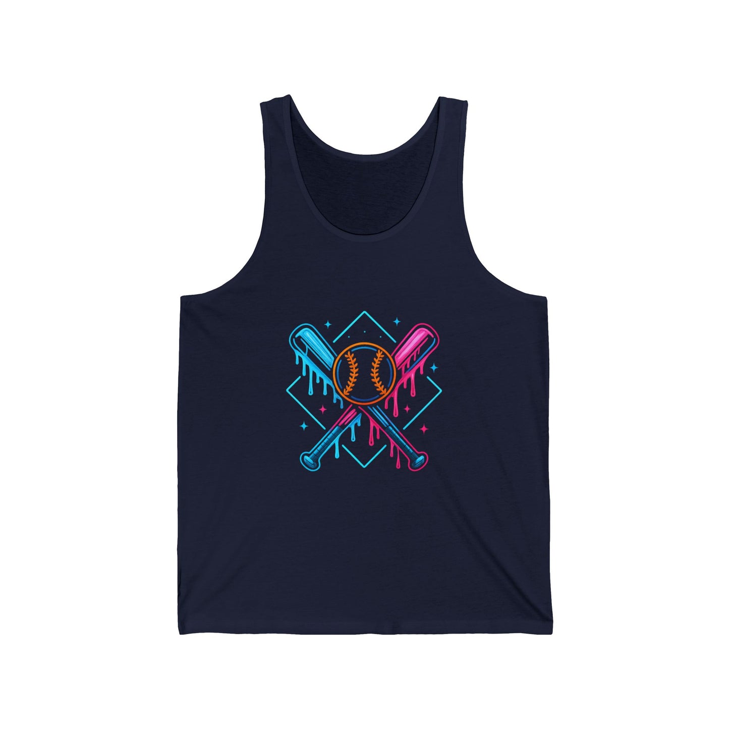 Colorful Baseball Crossed Bats Tank Top – Vibrant Sports Graphic Sleeveless Shirt for Men & Women