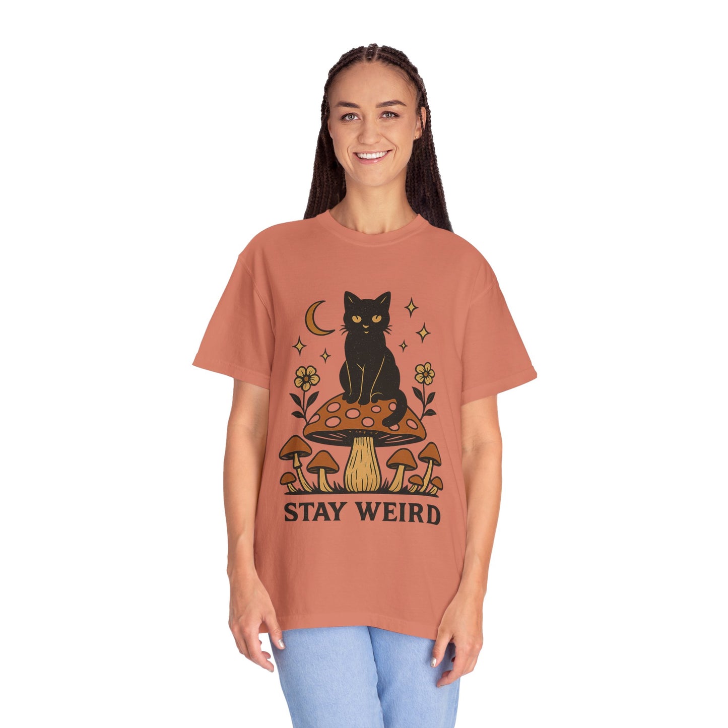 Stay Weird Cat T-Shirt | Unisex Vintage Graphic Tee | Boho Aesthetic Apparel | Unique Cat Lover Gift