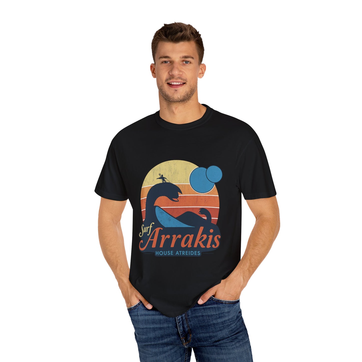 Surf Arrakis Unisex Garment-Dyed T-Shirt, Beach Tee, Summer Shirt, Gift for Surfers, Retro Style T-Shirt