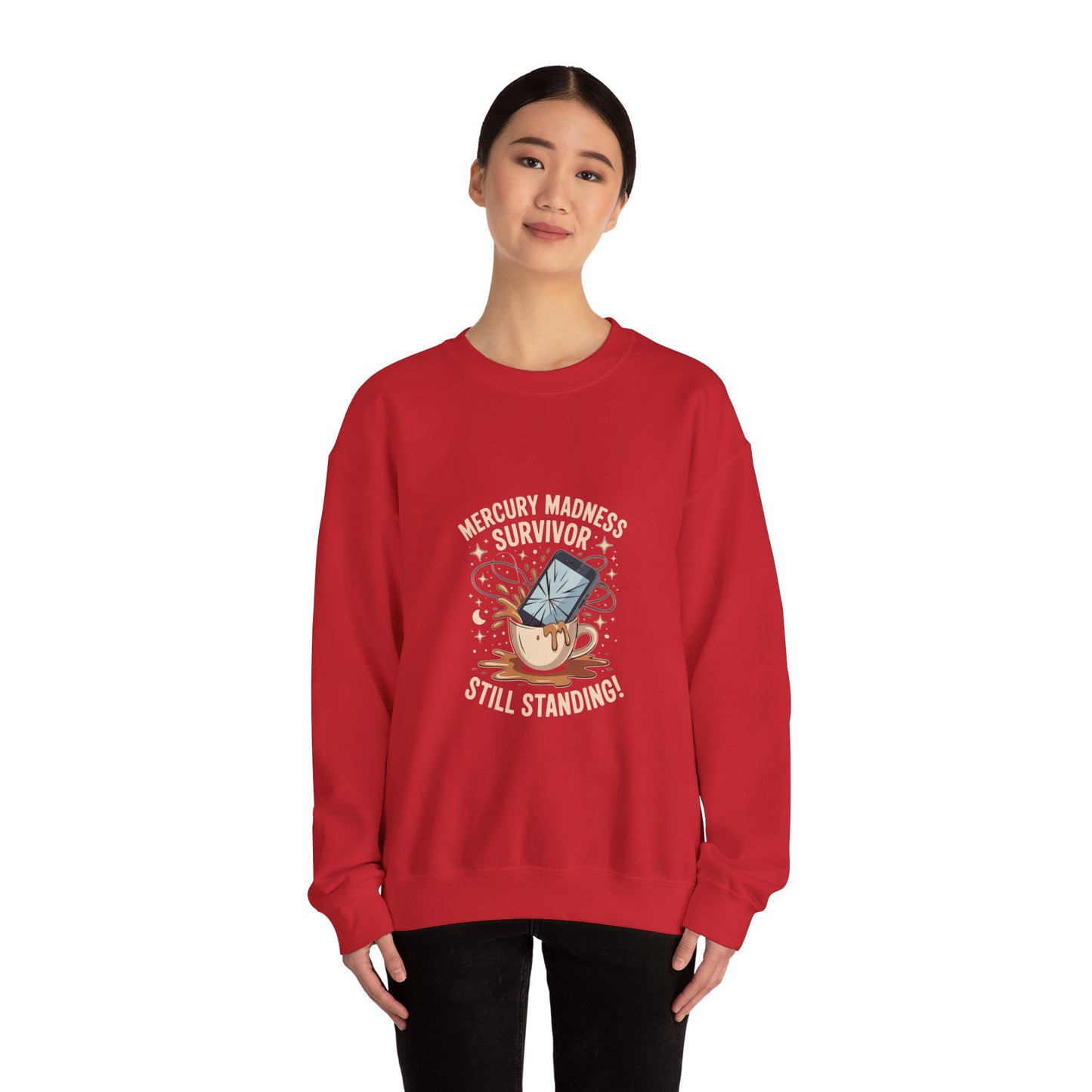 Mercury Madness Survivor Crewneck Sweatshirt, Astrology Gift, Unisex Sweatshirt, Cosmic Theme Apparel, Zodiacs, Humor Clothing