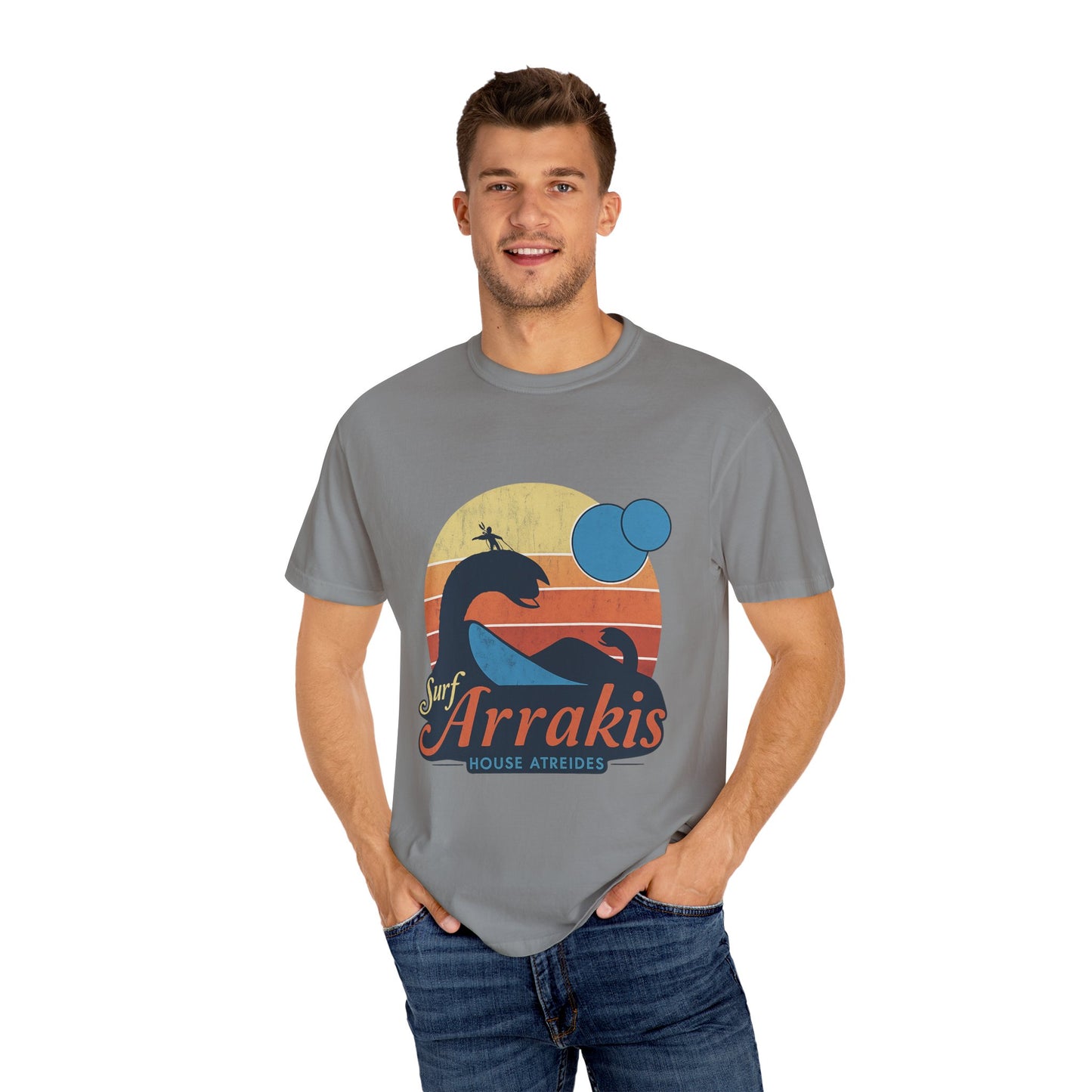 Surf Arrakis Unisex Garment-Dyed T-Shirt, Beach Tee, Summer Shirt, Gift for Surfers, Retro Style T-Shirt