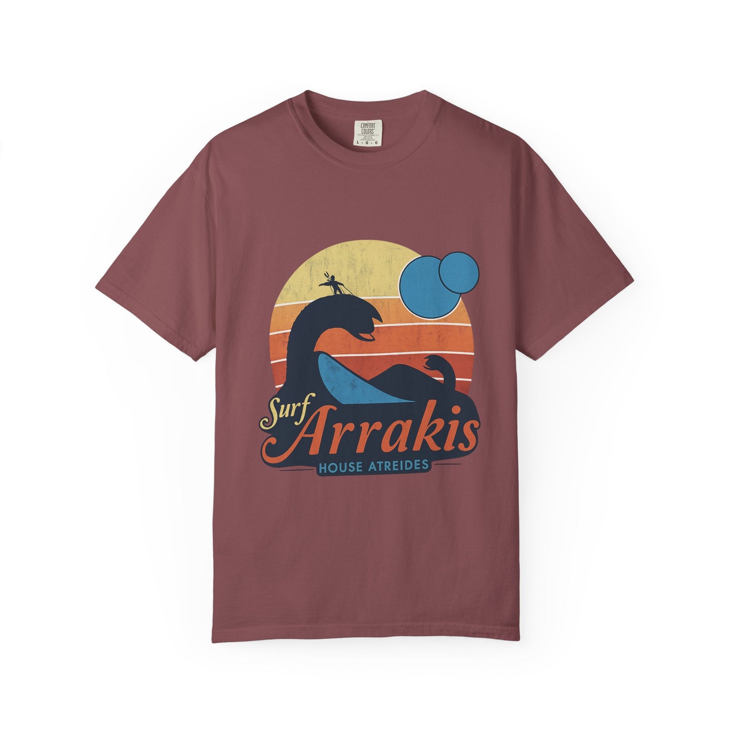 Surf Arrakis Unisex Garment-Dyed T-Shirt, Beach Tee, Summer Shirt, Gift for Surfers, Retro Style T-Shirt