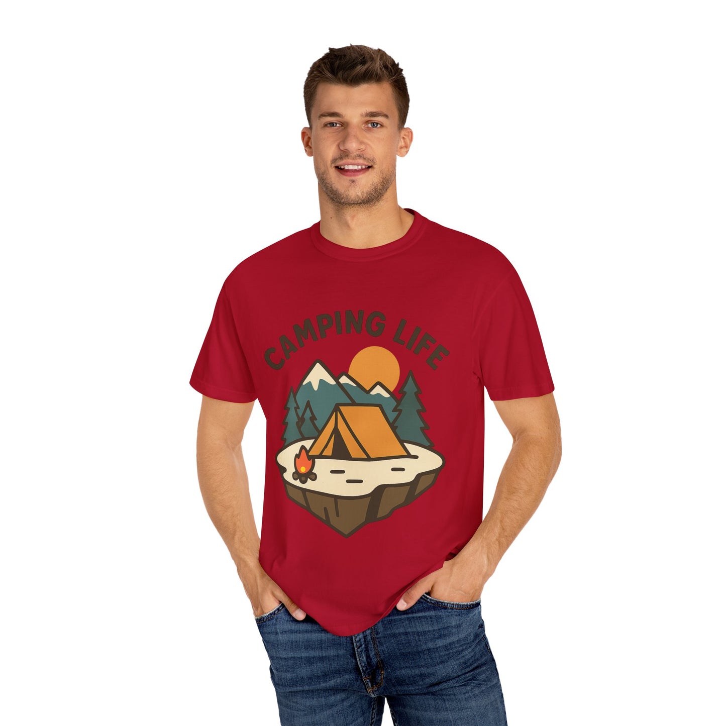 Camping Life Unisex Garment-Dyed T-shirt, Outdoor Tee, Nature Lovers Shirt, Adventure Apparel, Gift for Campers, Summer Fun Top