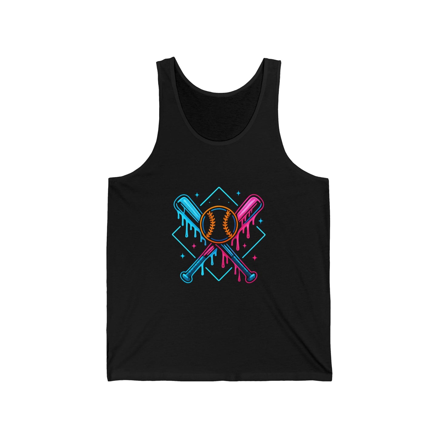 Colorful Baseball Crossed Bats Tank Top – Vibrant Sports Graphic Sleeveless Shirt for Men & Women