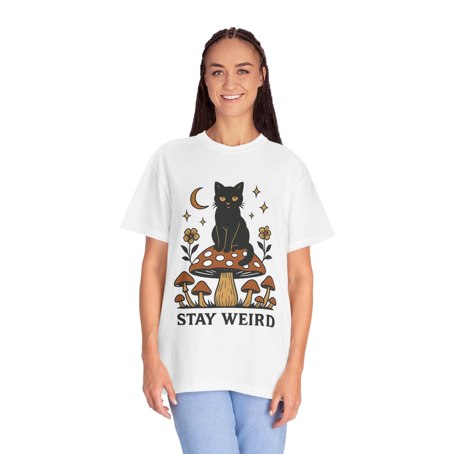 Stay Weird Cat T-Shirt | Unisex Vintage Graphic Tee | Boho Aesthetic Apparel | Unique Cat Lover Gift
