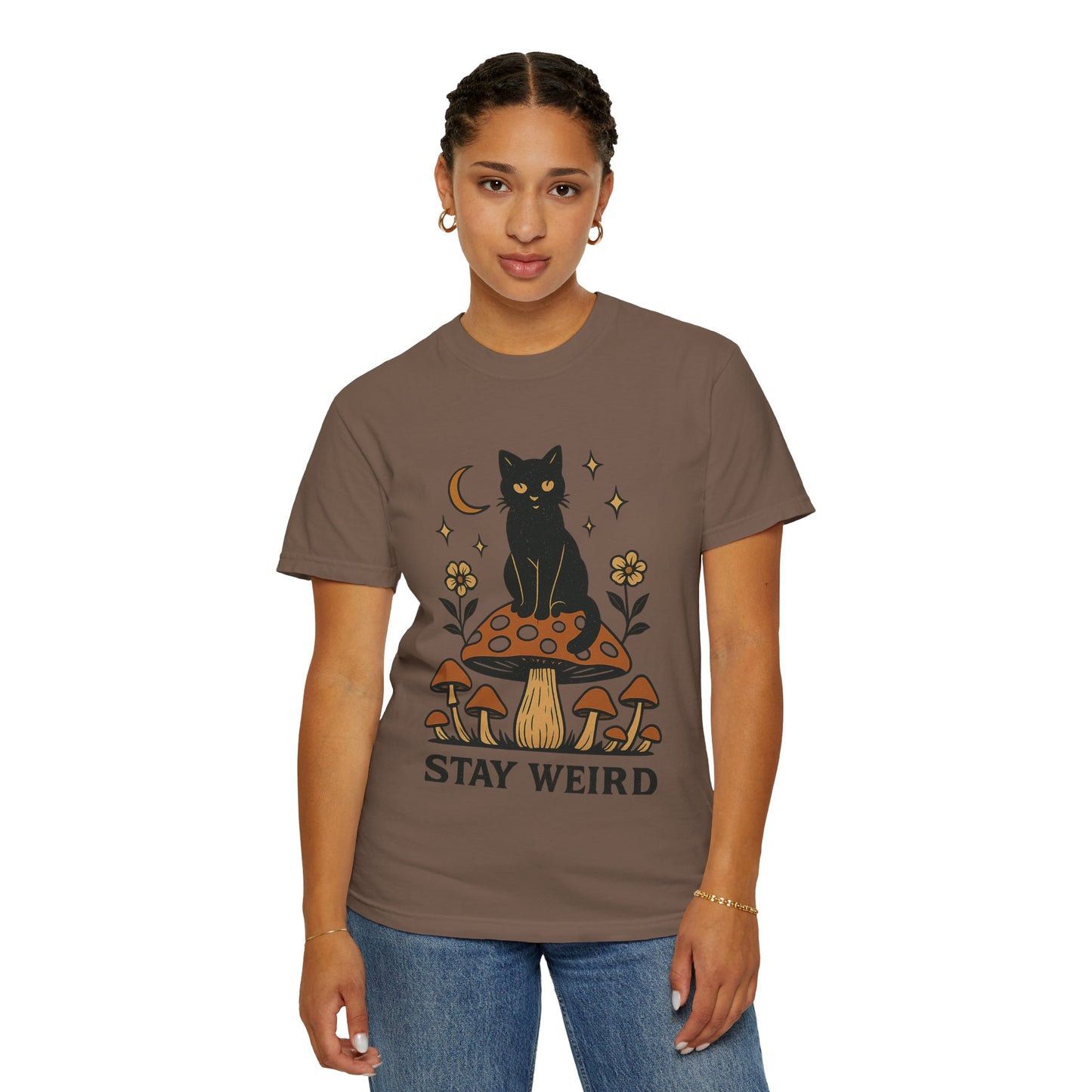 Stay Weird Cat T-Shirt | Unisex Vintage Graphic Tee | Boho Aesthetic Apparel | Unique Cat Lover Gift