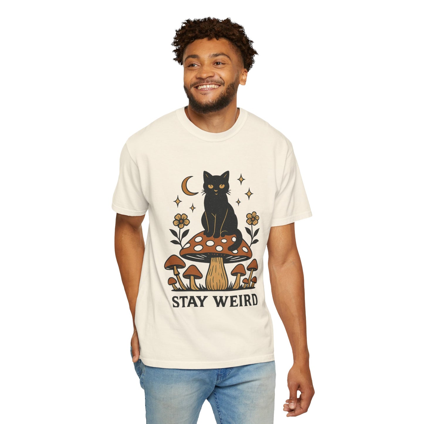 Stay Weird Cat T-Shirt | Unisex Vintage Graphic Tee | Boho Aesthetic Apparel | Unique Cat Lover Gift