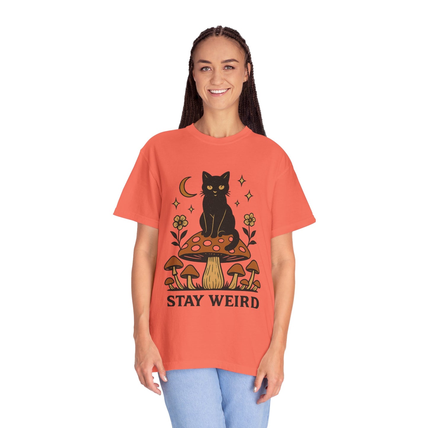 Stay Weird Cat T-Shirt | Unisex Vintage Graphic Tee | Boho Aesthetic Apparel | Unique Cat Lover Gift