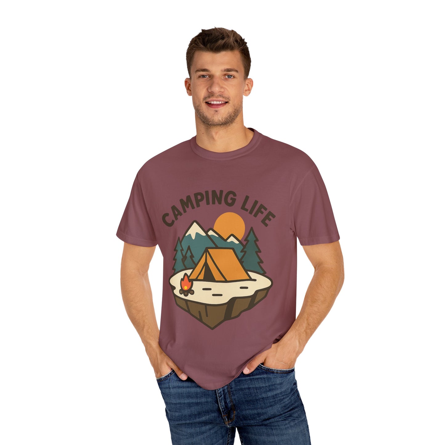 Camping Life Unisex Garment-Dyed T-shirt, Outdoor Tee, Nature Lovers Shirt, Adventure Apparel, Gift for Campers, Summer Fun Top