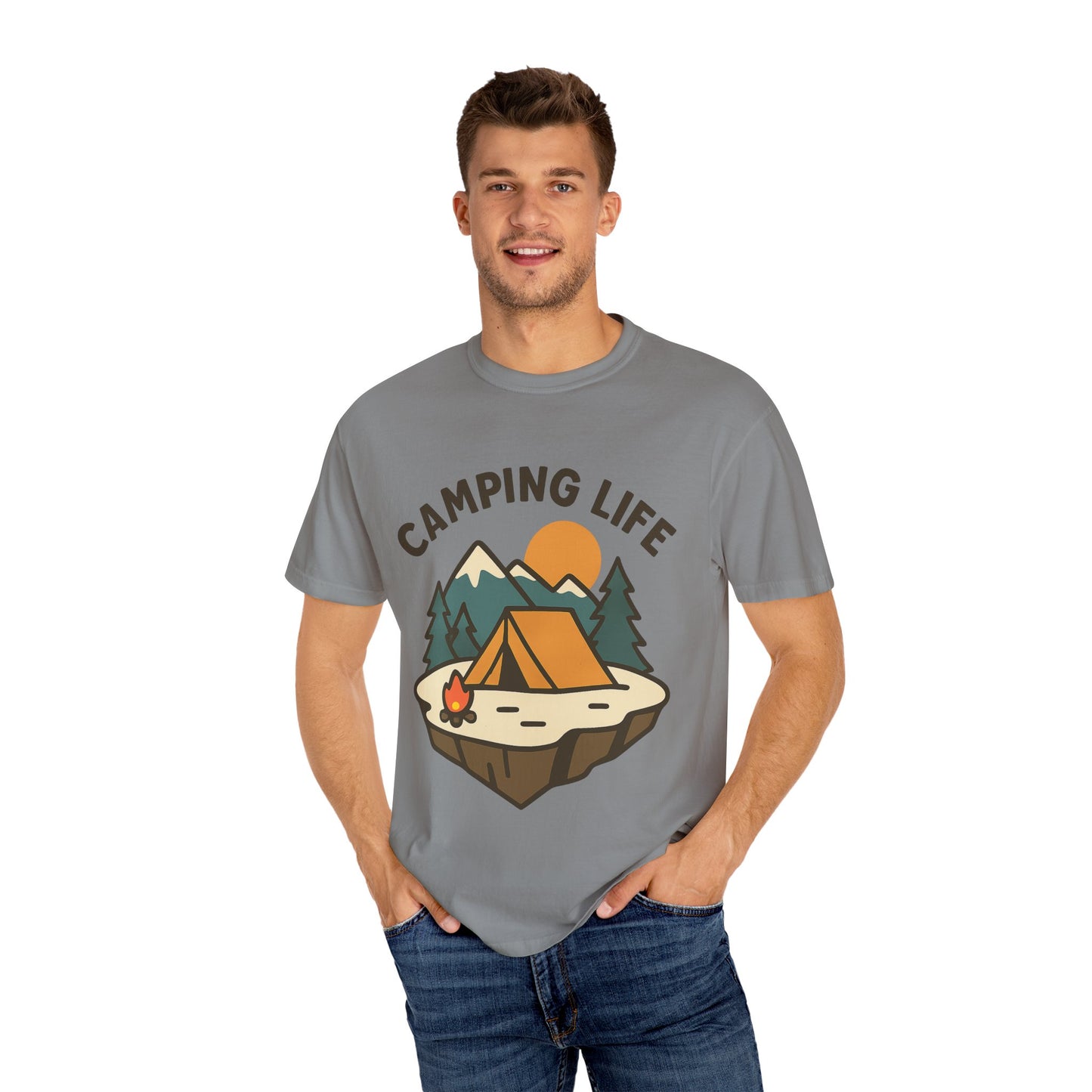Camping Life Unisex Garment-Dyed T-shirt, Outdoor Tee, Nature Lovers Shirt, Adventure Apparel, Gift for Campers, Summer Fun Top