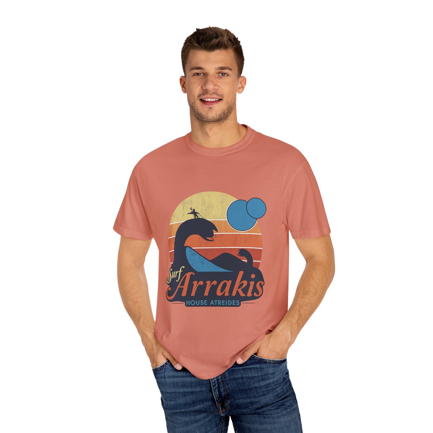 Surf Arrakis Unisex Garment-Dyed T-Shirt, Beach Tee, Summer Shirt, Gift for Surfers, Retro Style T-Shirt